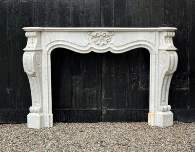 White Carrara Marble Regence Style Mantel, circa 1880