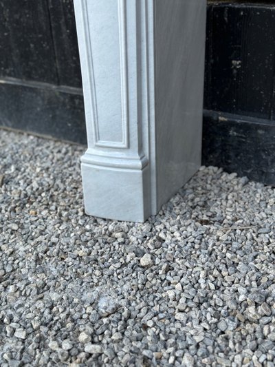 Louis XV Style Grey White Carrara Marble Mantel Circa 1980