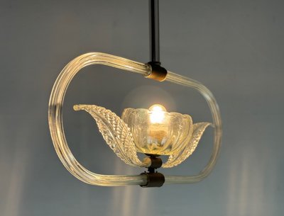 Venetian Colorless Murano Glass Chandelier Circa 1950