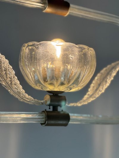 Venetian Colorless Murano Glass Chandelier Circa 1950