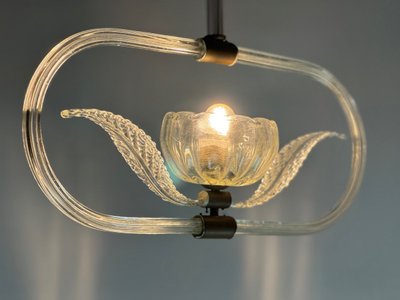 Venetian Colorless Murano Glass Chandelier Circa 1950