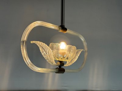 Venetian Colorless Murano Glass Chandelier Circa 1950
