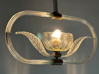 Venetian Colorless Murano Glass Chandelier Circa 1950