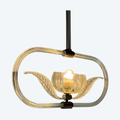 Venetian Colorless Murano Glass Chandelier Circa 1950