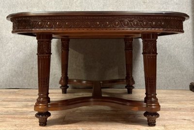 table a allonges style Louis XVI époque XIXème, en acajou