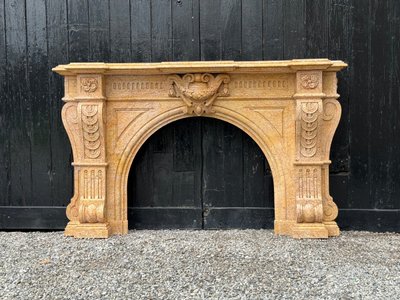 Napoleon III Style Lamartine Yellow Marble Mantel Circa 1880