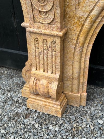 Napoleon III Style Lamartine Yellow Marble Mantel Circa 1880