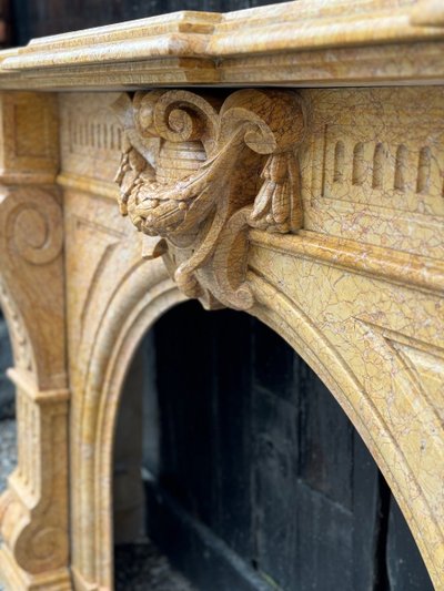 Napoleon III Style Lamartine Yellow Marble Mantel Circa 1880