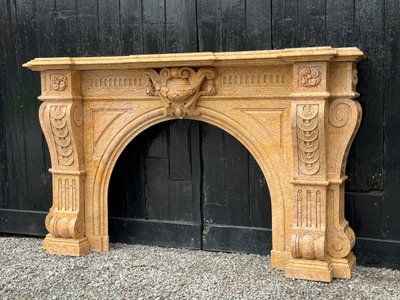 Napoleon III Style Lamartine Yellow Marble Mantel Circa 1880