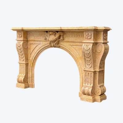 Napoleon III Style Lamartine Yellow Marble Mantel Circa 1880