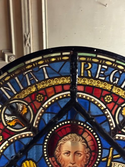 Large stained glass window in coloured leaded glass, circa 1880