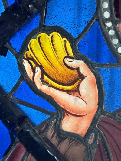 Large stained glass window in coloured leaded glass, circa 1880