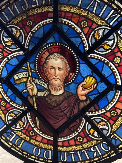 Large stained glass window in coloured leaded glass, circa 1880