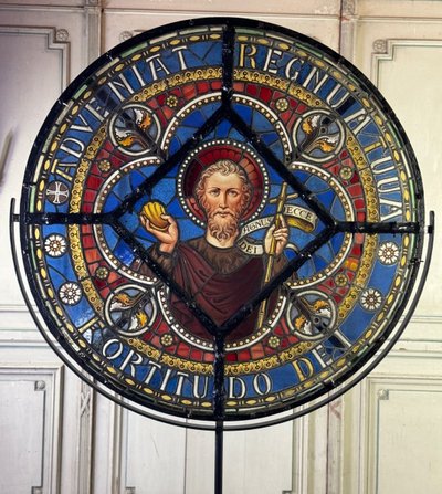 Large stained glass window in coloured leaded glass, circa 1880