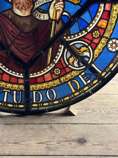 Large stained glass window in coloured leaded glass, circa 1880