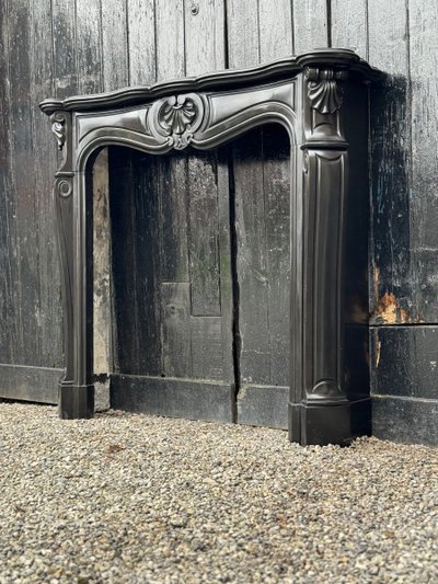 Louis XV Style Black Belgian Marble Mantel circa 1880
