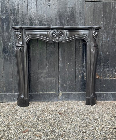 Louis XV Style Black Belgian Marble Mantel circa 1880