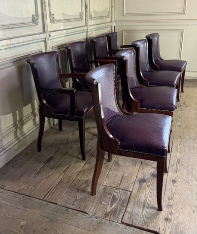 Suite De 4 Chaises Et 4 Fauteuils Artdeco En Palissandre Vers 1930