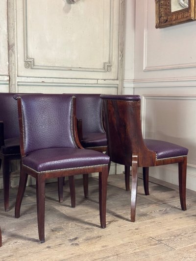 Suite De 4 Chaises Et 4 Fauteuils Artdeco En Palissandre Vers 1930