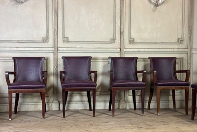 Suite De 4 Chaises Et 4 Fauteuils Artdeco En Palissandre Vers 1930