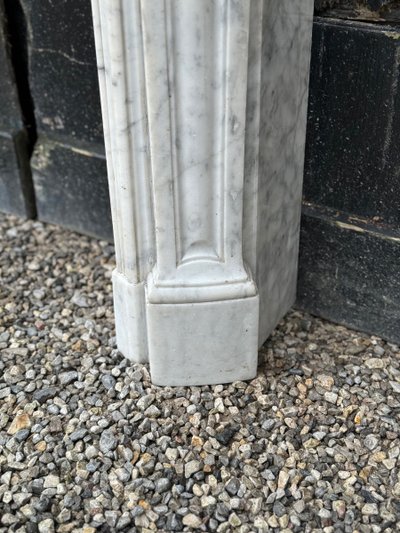 Louis XV Style Fireplace in White Carrara Marble Circa 1880