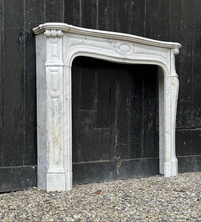 Louis XV Style Fireplace in White Carrara Marble Circa 1880