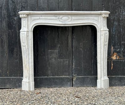 Louis XV Style Fireplace in White Carrara Marble Circa 1880