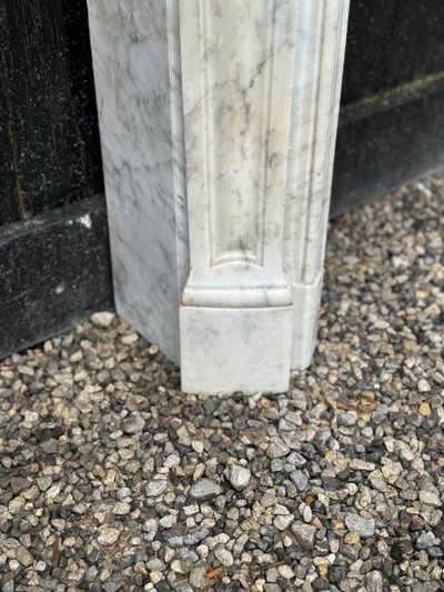 Louis XV Style Fireplace in White Carrara Marble Circa 1880