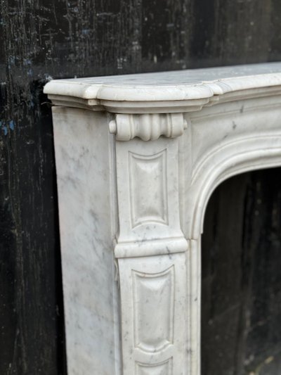 Louis XV Style Fireplace in White Carrara Marble Circa 1880