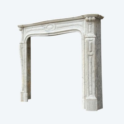 Louis XV Style Fireplace in White Carrara Marble Circa 1880