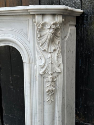 Louis XV Style Carrara Marble Mantel Circa 1880