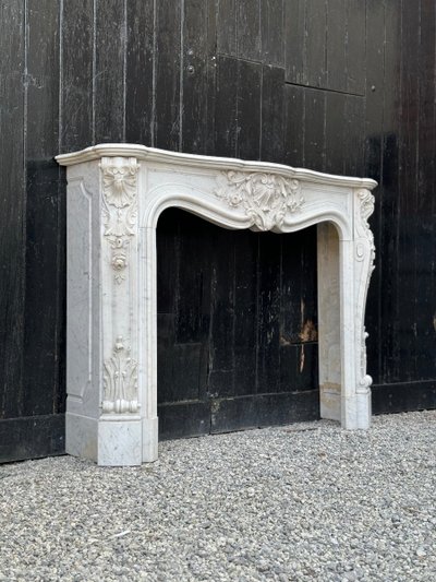 Louis XV Style Carrara Marble Mantel Circa 1880