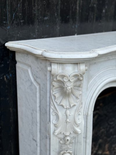 Louis XV Style Carrara Marble Mantel Circa 1880