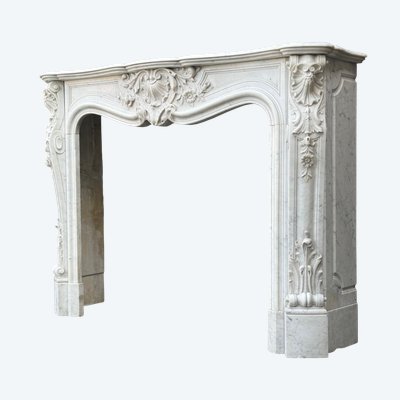 Louis XV Style Carrara Marble Mantel Circa 1880
