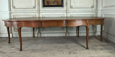 Table Console ou table de bibliothèque de style Louis XV en chêne sculpté, vers 1880