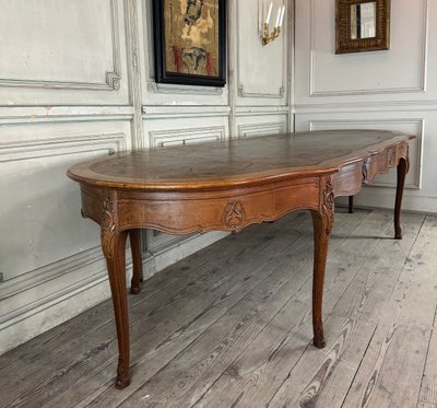Table Console ou table de bibliothèque de style Louis XV en chêne sculpté, vers 1880