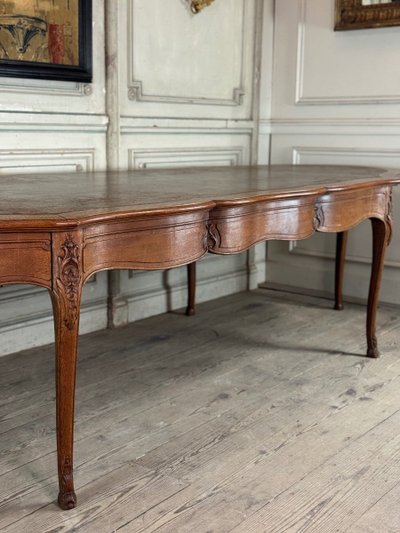 Table Console ou table de bibliothèque de style Louis XV en chêne sculpté, vers 1880