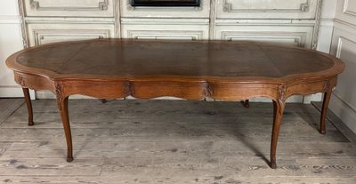 Table Console ou table de bibliothèque de style Louis XV en chêne sculpté, vers 1880
