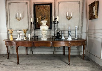 Table Console ou table de bibliothèque de style Louis XV en chêne sculpté, vers 1880