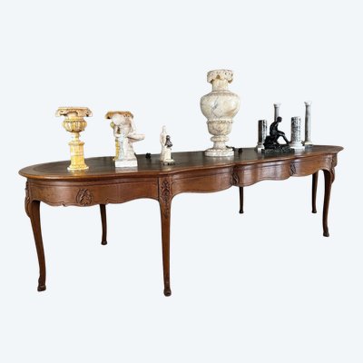Table Console ou table de bibliothèque de style Louis XV en chêne sculpté, vers 1880