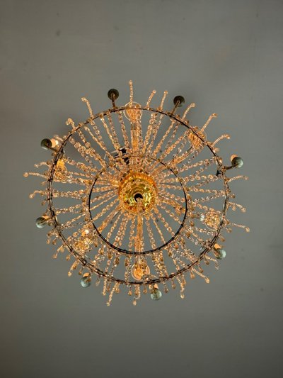 Cut Crystal Bead Bag Chandelier Circa 1800