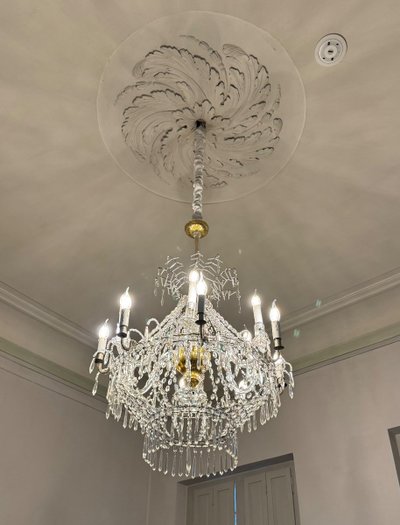 Cut Crystal Bead Bag Chandelier Circa 1800