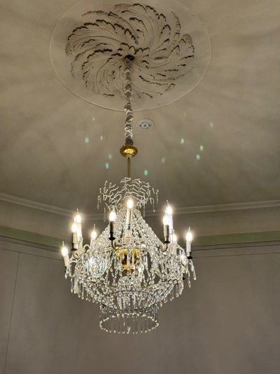 Cut Crystal Bead Bag Chandelier Circa 1800