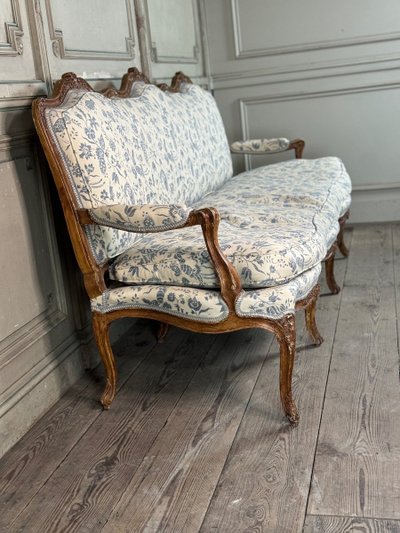 Louis XV Carved Wood Bench with Oak Patina 18th Century
