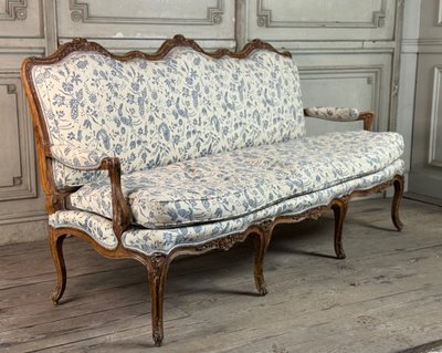 Louis XV Carved Wood Bench with Oak Patina 18th Century