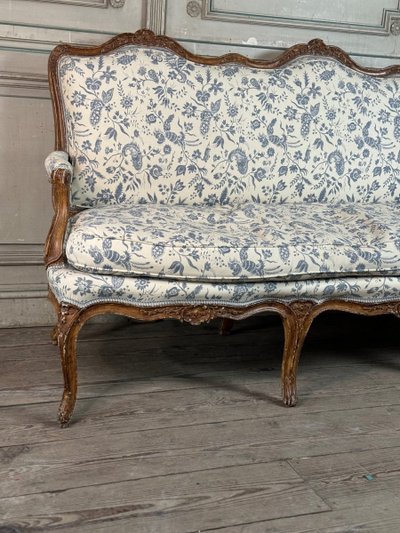 Louis XV Carved Wood Bench with Oak Patina 18th Century