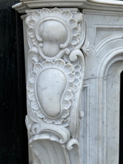 Impressive Louis XV Style Carrara Marble Mantel circa 1880