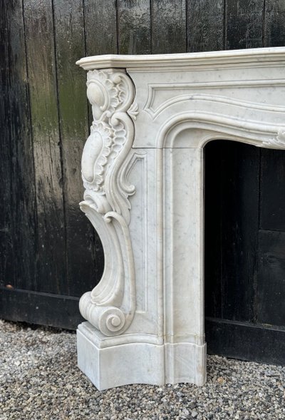 Impressive Louis XV Style Carrara Marble Mantel circa 1880