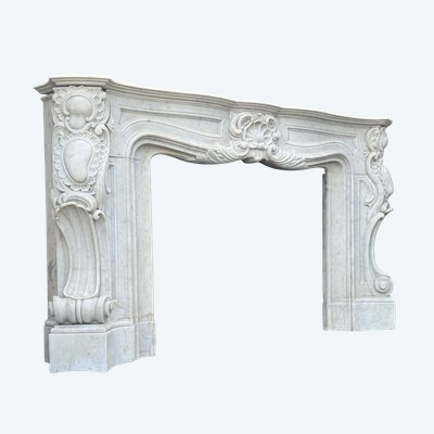 Impressive Louis XV Style Carrara Marble Mantel circa 1880
