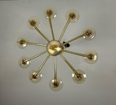Venetian chandelier in Murano gilt glass by Venini circa 1940